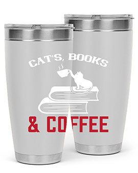 cats book and coffee Style 37#- cat- Tumbler
