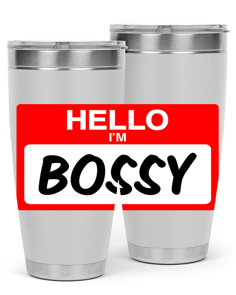 hello im bossy 132#- black words phrases- Cotton Tank