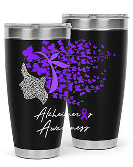 Alzheimers Awareness Shirt Alzheimers Purple Butterflies 23#- alzheimers- Tumbler