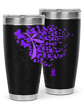 Alzheimers Awareness Shirt Alzheimers Purple Butterflies 24#- alzheimers- Tumbler