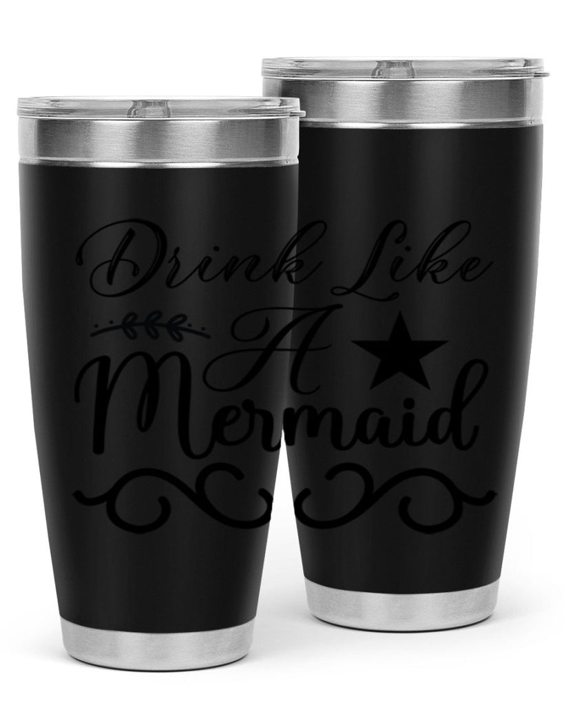 Drink like a mermaid 144#- mermaid- Tumbler