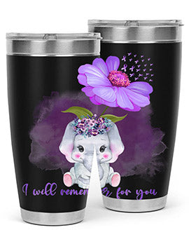 Elephan Sunflower AlzheimerS Awareness 131#- alzheimers- Tumbler