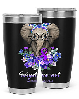 Forget me not Alzheimers Awareness Elephant Flower 150#- alzheimers- Tumbler