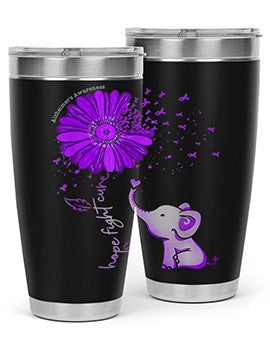 Hope Fight Cure Elephant Alzheimers Purple Ribbon 160#- alzheimers- Tumbler