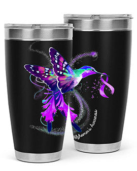 Hummingbird Holding Purple Ribbon Alzheimers Awareness 166#- alzheimers- Tumbler