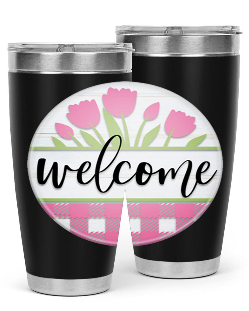 Welcome pink plaid Mockup574#- spring- Tumbler