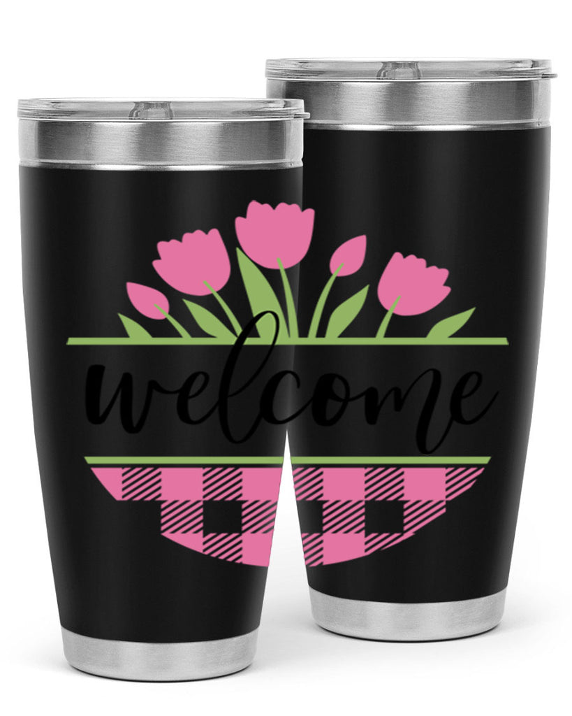 Welcome pink plaid575#- spring- Tumbler