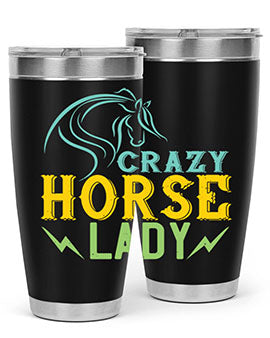 crazy horse lady Style 10#- horse- Tumbler