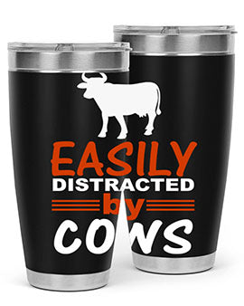 easily distracted by cows Style 4#- cow- Tumbler