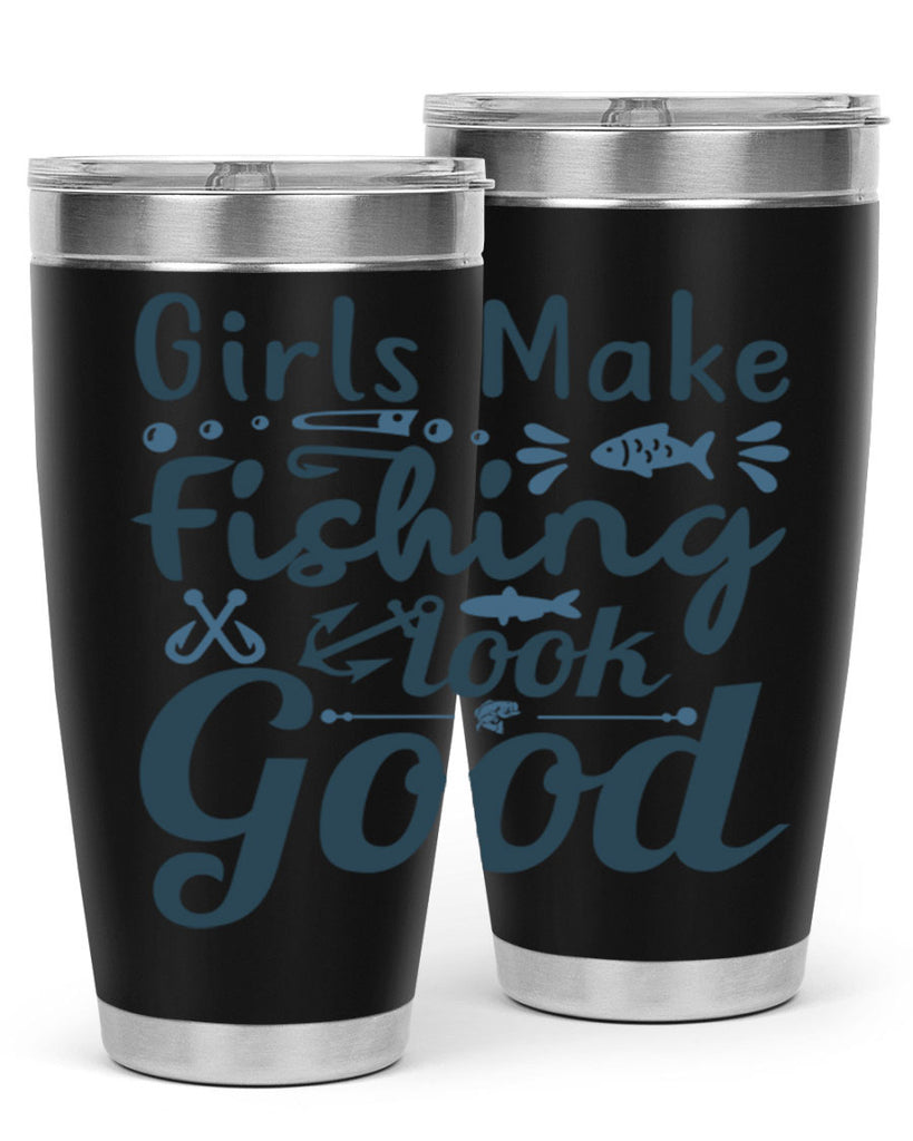 girl makes fishing 132#- fishing- Tumbler