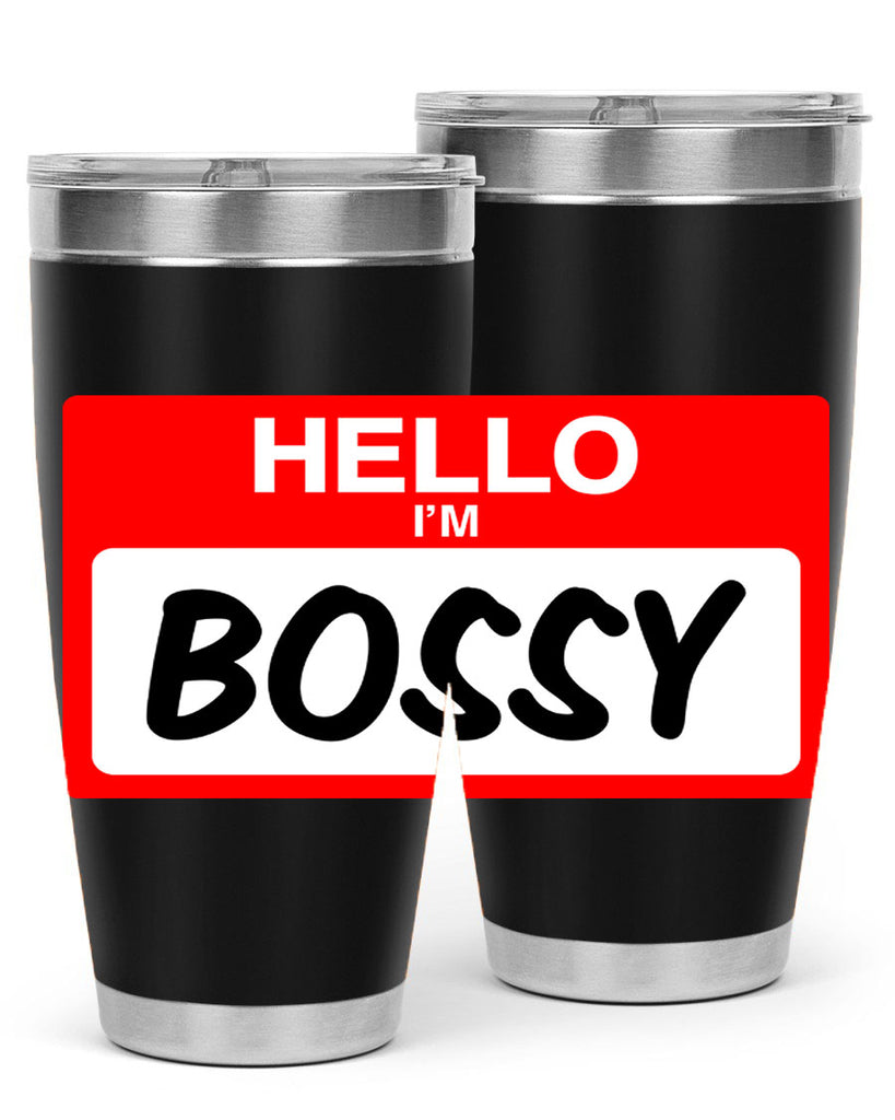 hello im bossy 132#- black words phrases- Cotton Tank