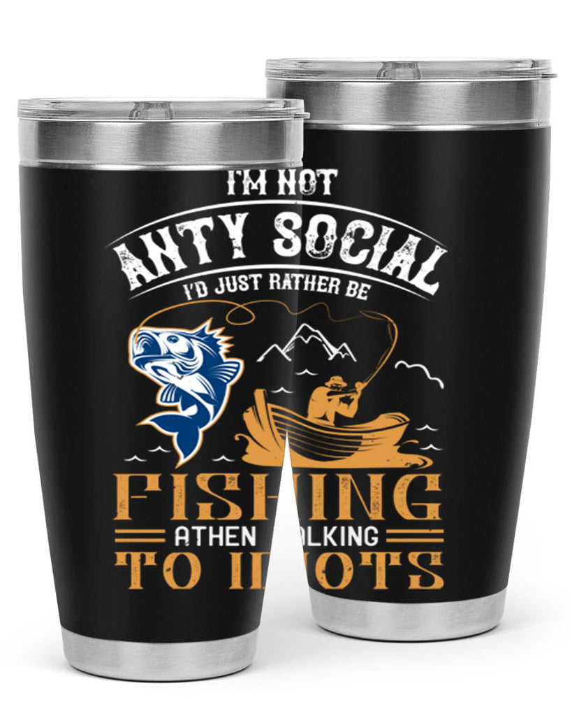 im not anty social 85#- fishing- Tumbler