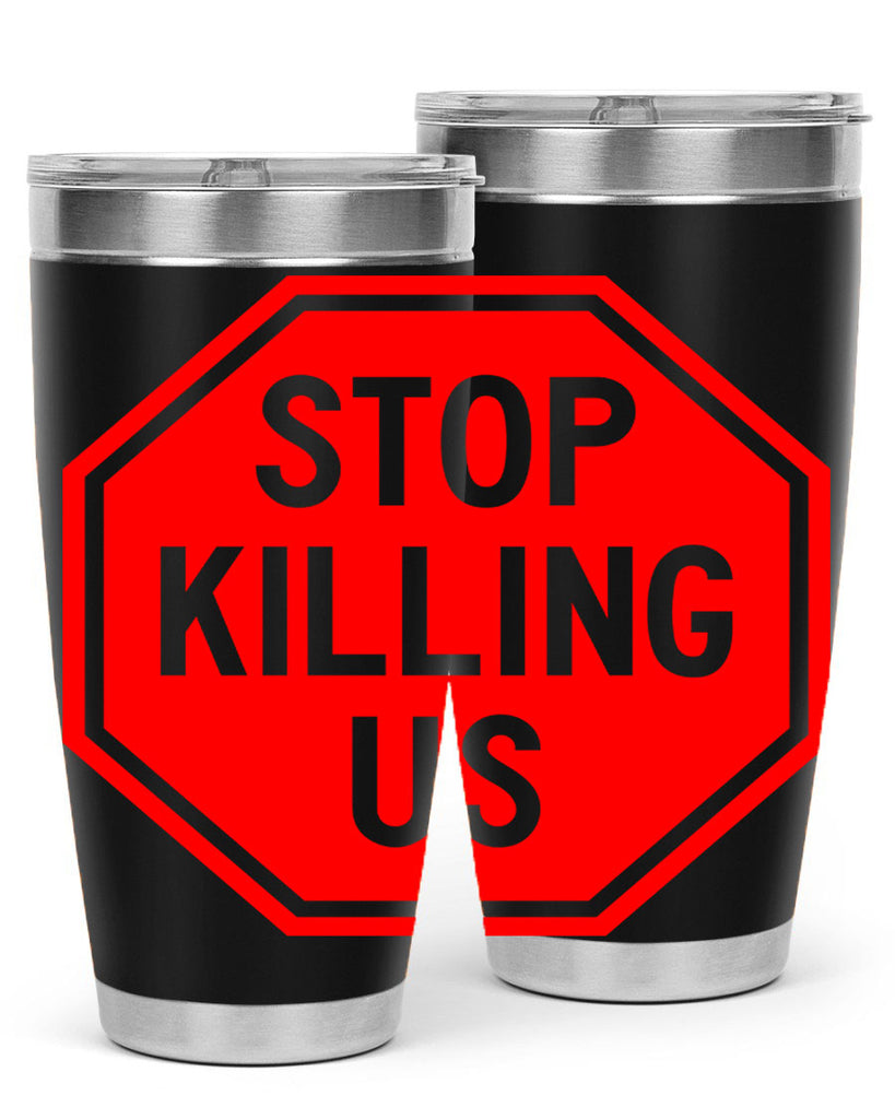 stop killing us 25#- black words phrases- Cotton Tank