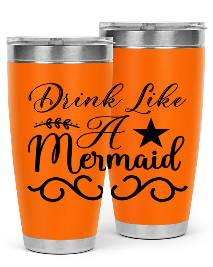 Drink like a mermaid 144#- mermaid- Tumbler