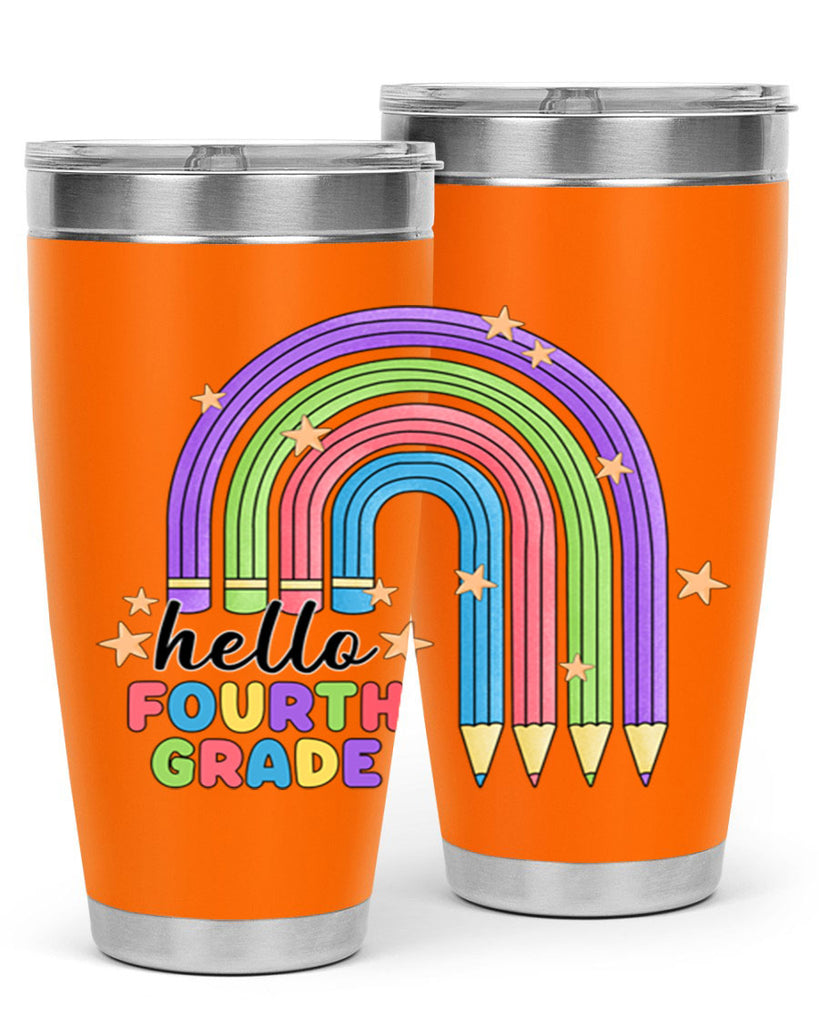 Hello 4th Grade Pencil Rainbow 12#- 4th  grade- Tumbler