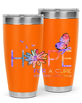 Hope For A Cure Alzheimer Awareness Flower 162#- alzheimers- Tumbler