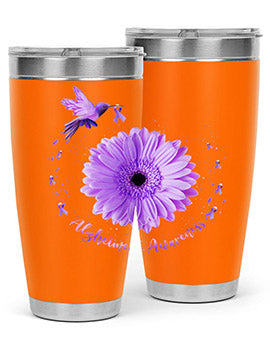 Hummingbird Sunflower Purple Ribbon Alzheimers Awareness 167#- alzheimers- Tumbler
