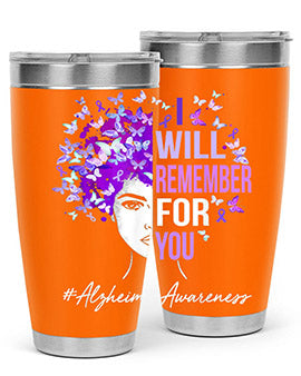 I Will Remember For You Alzheimer Awareness Womens Butterfly 180#- alzheimers- Tumbler