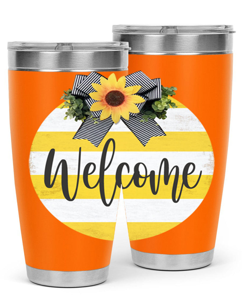 Welcome and Yellow strips Mockup564#- spring- Tumbler