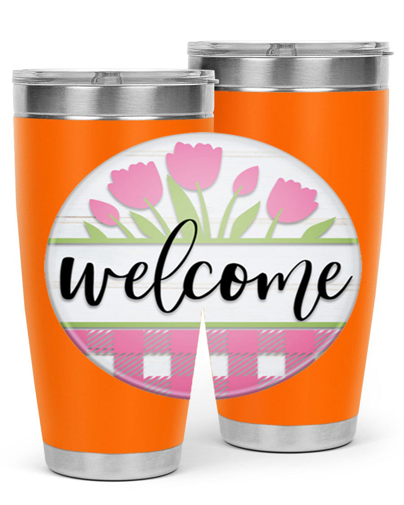 Welcome pink plaid Mockup574#- spring- Tumbler