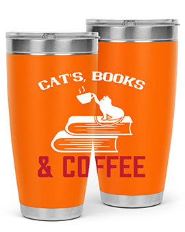 cats book and coffee Style 37#- cat- Tumbler