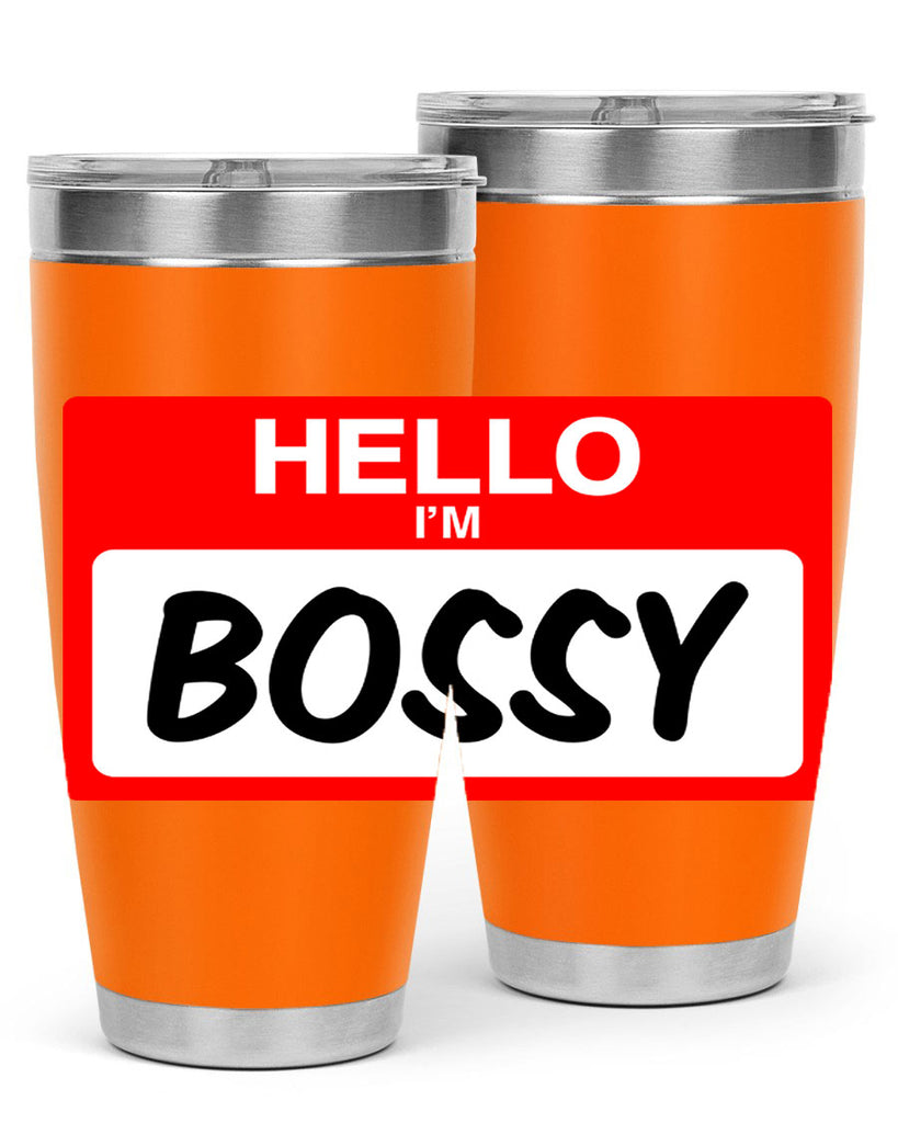 hello im bossy 132#- black words phrases- Cotton Tank