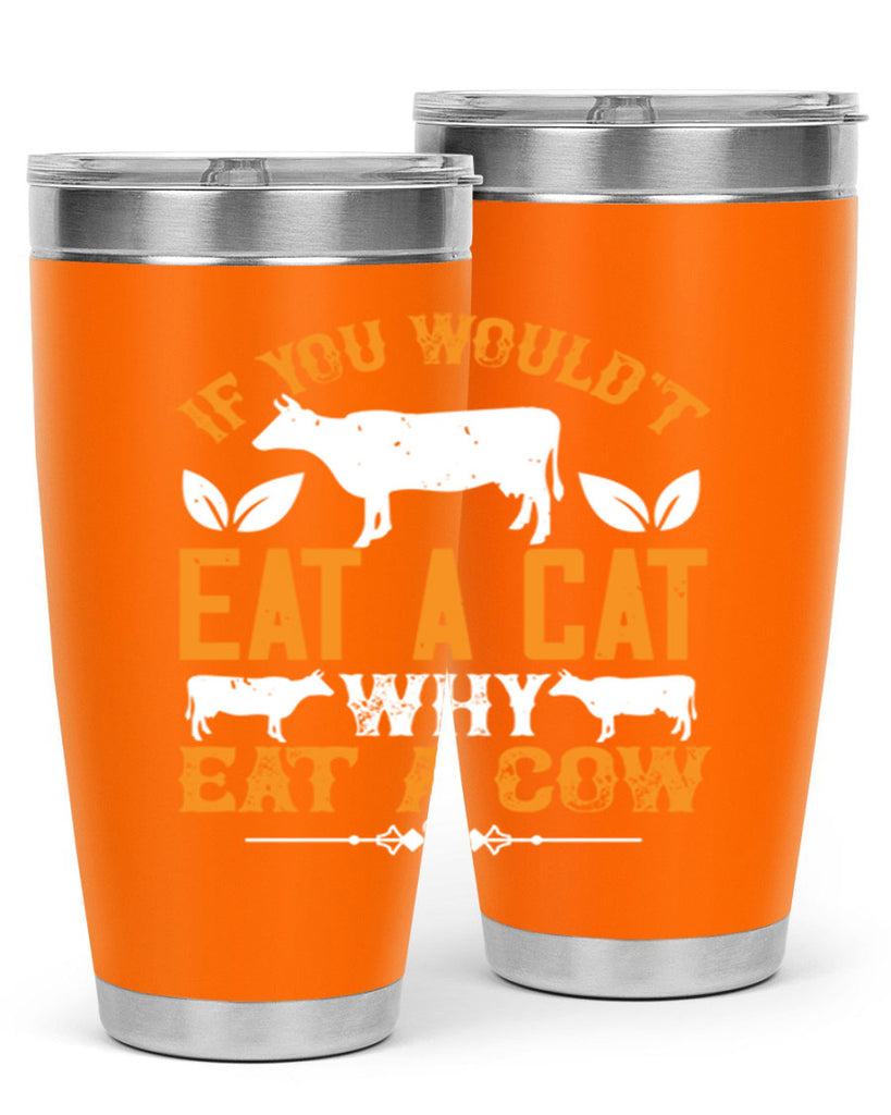 if you wouldt eat a cat why eat a cow 126#- vegan- Tumbler