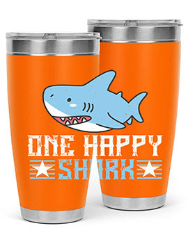 one happy shark Style 50#- shark  fish- Tumbler