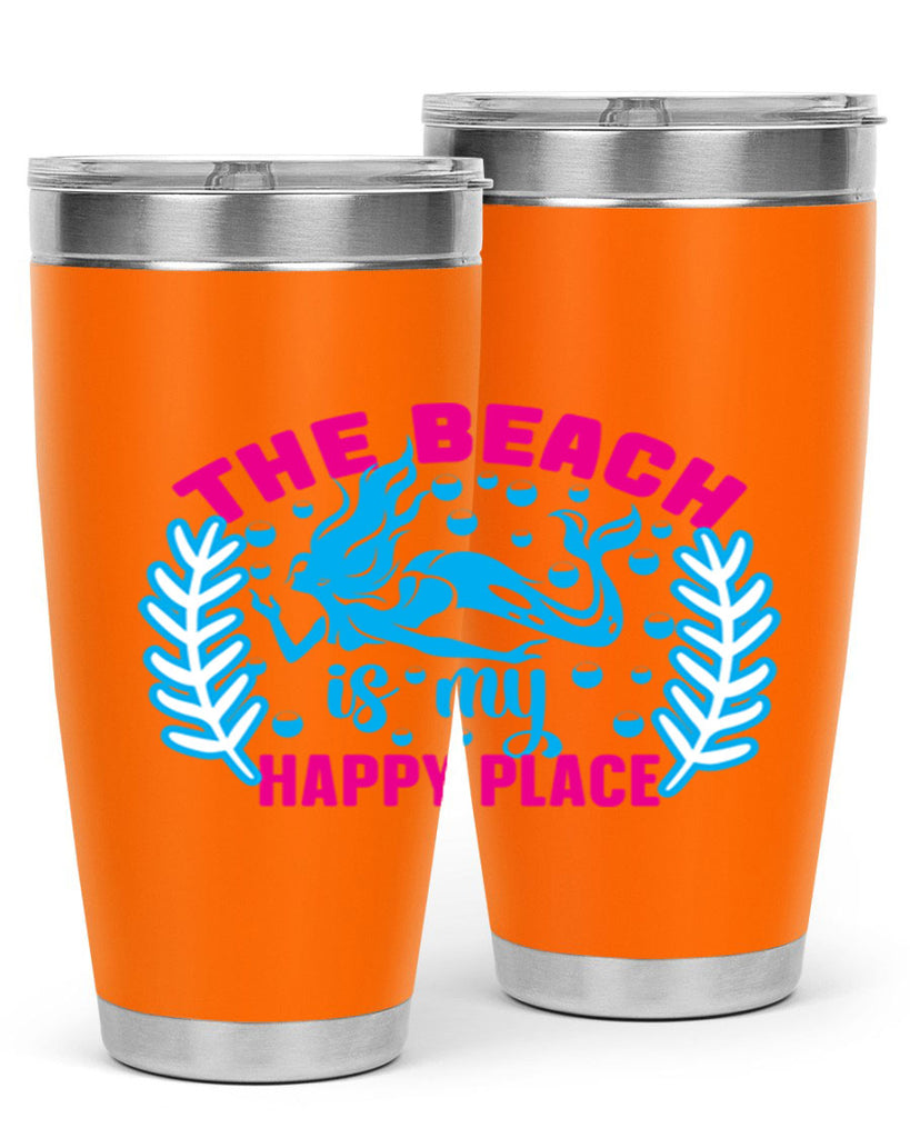 the beach is my happy place 626#- mermaid- Tumbler