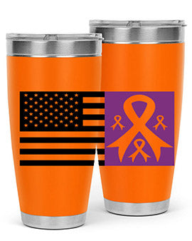 usa flag with alzheimers cancer 219#- alzheimers- Tumbler