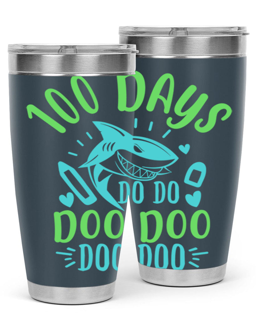 100 days shark doo doo 21#- 100 days of school- Tumbler