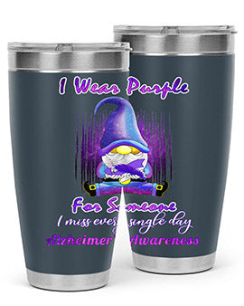 Alzheimers Awareness Products I Wear Purple Ribbon Gnome 22#- alzheimers- Tumbler