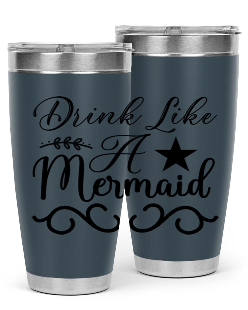 Drink like a mermaid 144#- mermaid- Tumbler