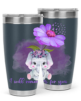 Elephan Sunflower AlzheimerS Awareness 131#- alzheimers- Tumbler