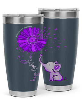 Hope Fight Cure Elephant Alzheimers Purple Ribbon 160#- alzheimers- Tumbler