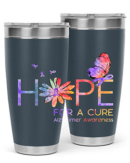 Hope For A Cure Alzheimer Awareness Flower 162#- alzheimers- Tumbler