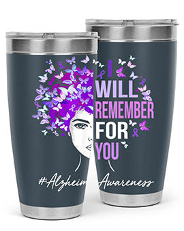 I Will Remember For You Alzheimer Awareness Womens Butterfly 180#- alzheimers- Tumbler