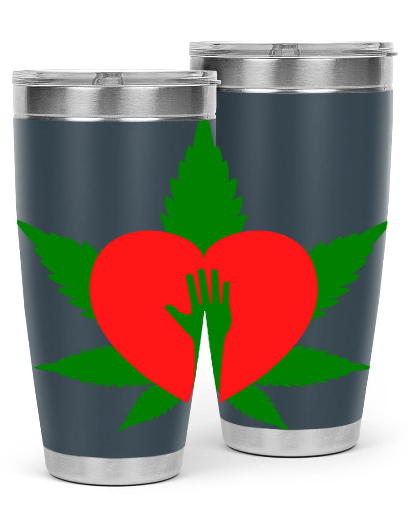 cannabis heart with hand 45#- marijuana- Tumbler