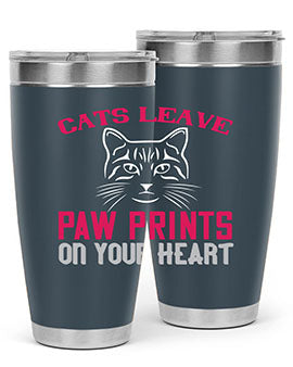 cats leave paw prints on your heart Style 39#- cat- Tumbler