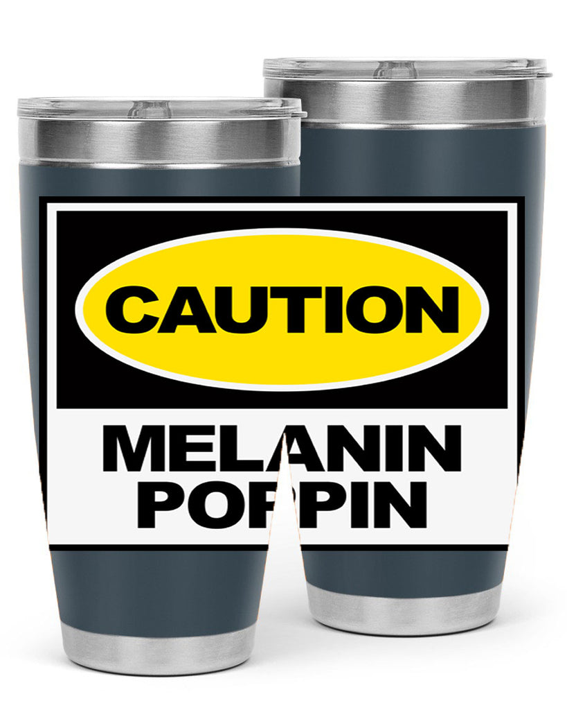 caution melanin poppin 188#- black words phrases- Cotton Tank