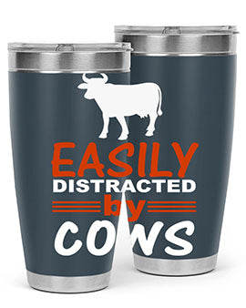 easily distracted by cows Style 4#- cow- Tumbler