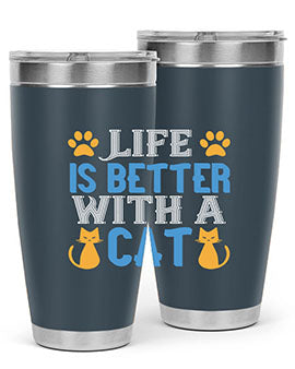 life is better with cat Style 64#- cat- Tumbler