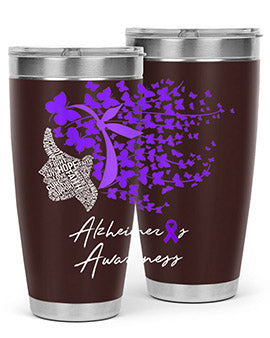 Alzheimers Awareness Shirt Alzheimers Purple Butterflies 23#- alzheimers- Tumbler