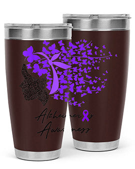 Alzheimers Awareness Shirt Alzheimers Purple Butterflies 24#- alzheimers- Tumbler