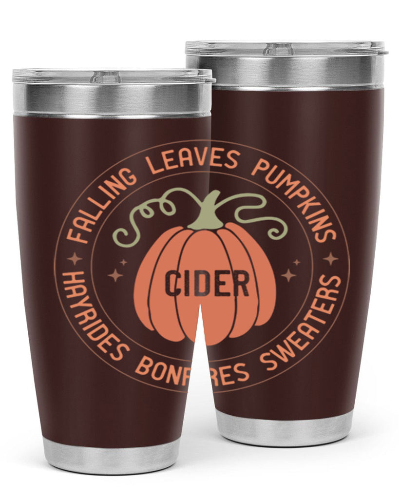 Falling Leaves Pumpkins Cider Hayrides Bonfires Sweaters 168#- fall- Tumbler