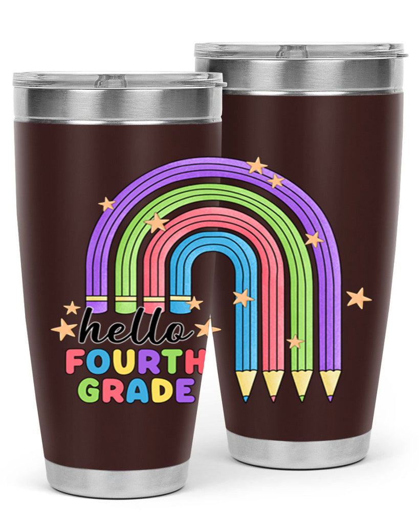 Hello 4th Grade Pencil Rainbow 12#- 4th  grade- Tumbler