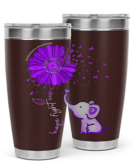 Hope Fight Cure Elephant Alzheimers Purple Ribbon 160#- alzheimers- Tumbler