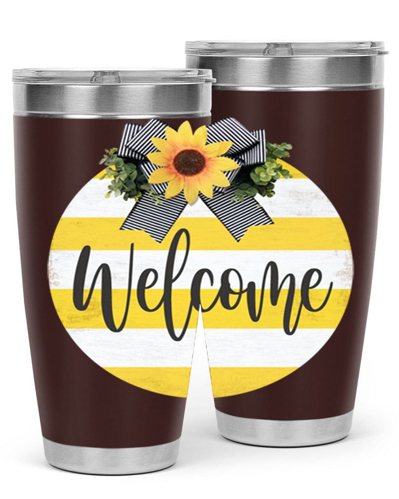 Welcome and Yellow strips Mockup564#- spring- Tumbler