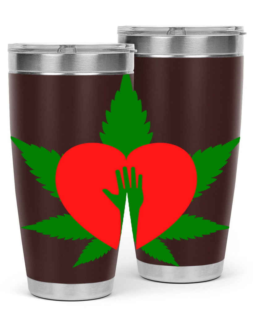 cannabis heart with hand 45#- marijuana- Tumbler