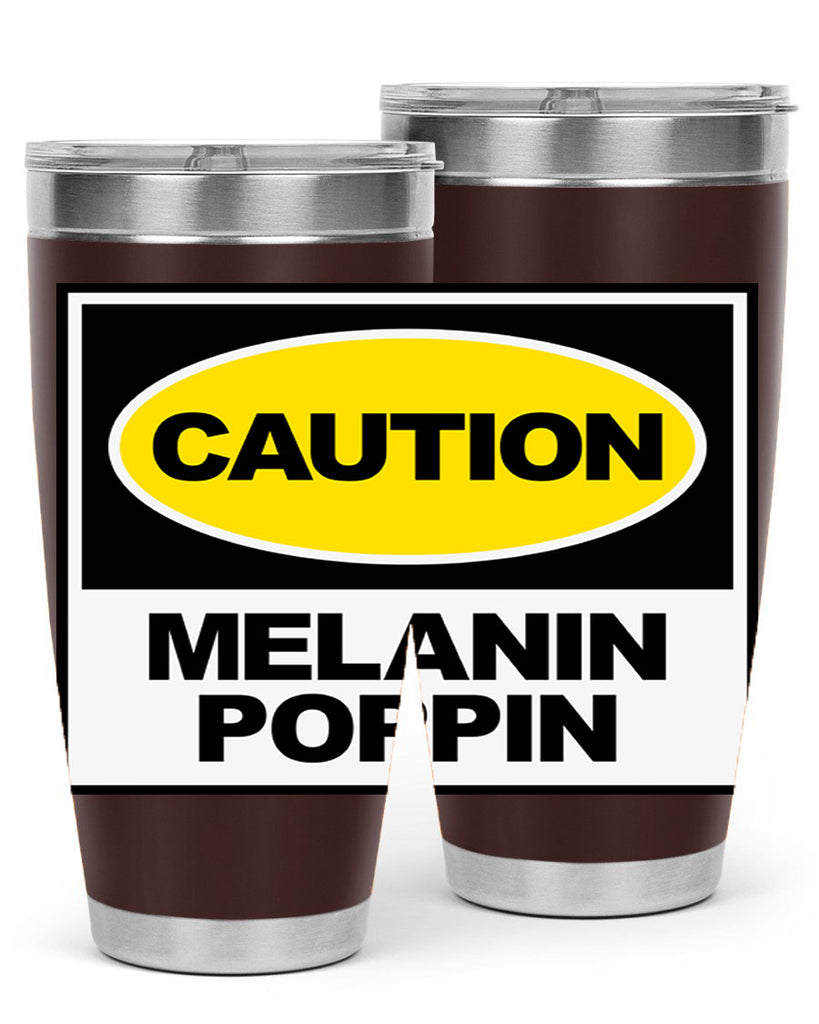 caution melanin poppin 188#- black words phrases- Cotton Tank